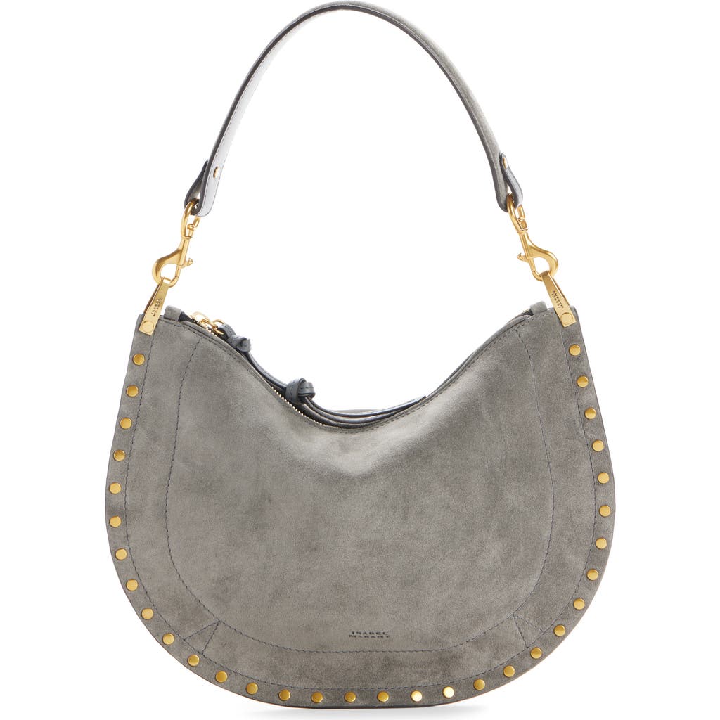 Isabel Marant Oskan Soft Suede Zipped Shoulder Bag In Gray