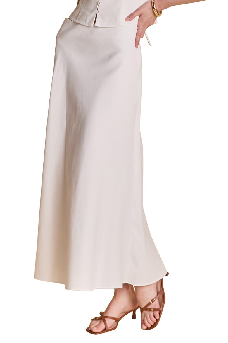 Cotton & Linen Blend Maxi Skirt, Alternate, color, WHITE