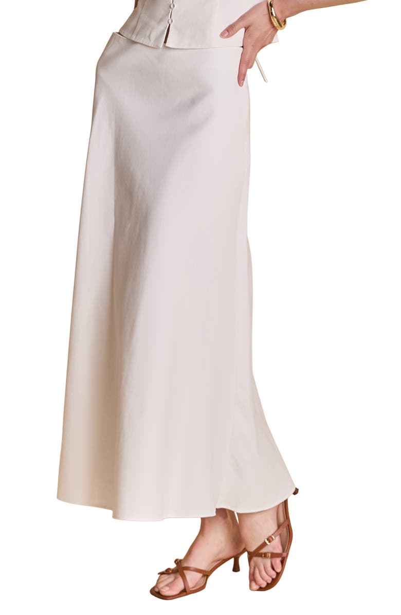 Endless Rose Cotton & Linen Blend Maxi Skirt, Alternate, color, White