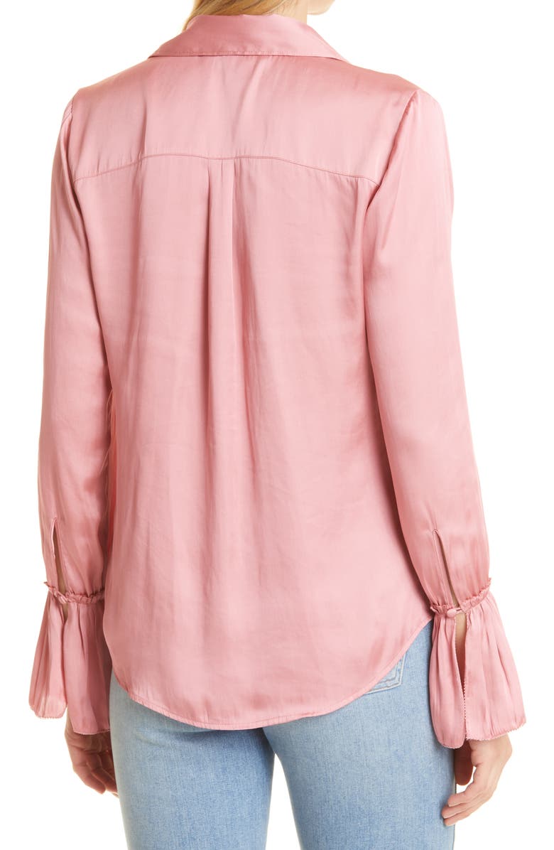 PAIGE Abriana Satin Blouse, Alternate, color, Lipstick Pink