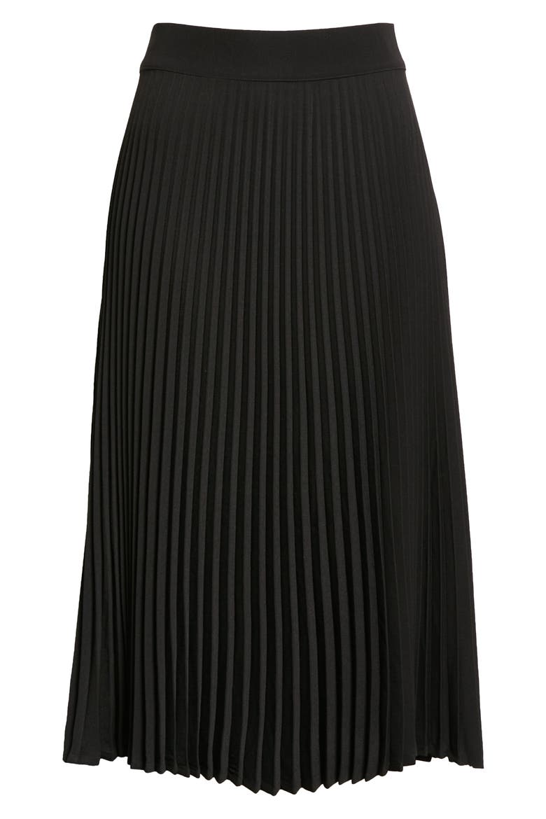 Sanna Pleated Midi Skirt, Alternate, color, BLACK