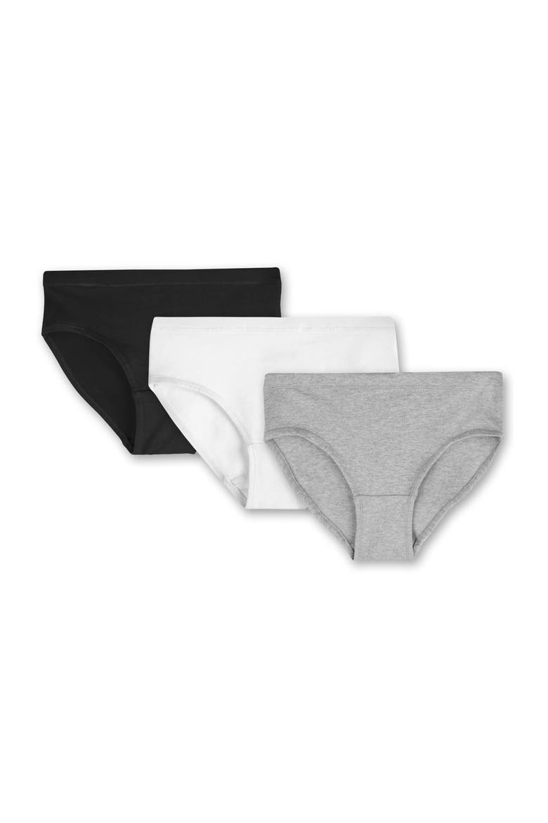Organic Cotton Girls Hipster Undies 3-pk, Main, color, Black, White Heather Gray