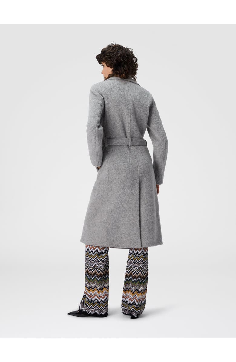 Missoni Double-breasted Trench Coat With Tone-on-tone Chevron Pattern, Alternate, color, Grey