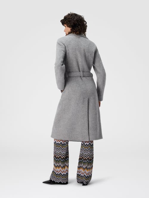 Missoni Double-breasted Trench Coat With Tone-on-tone Chevron Pattern In Gray