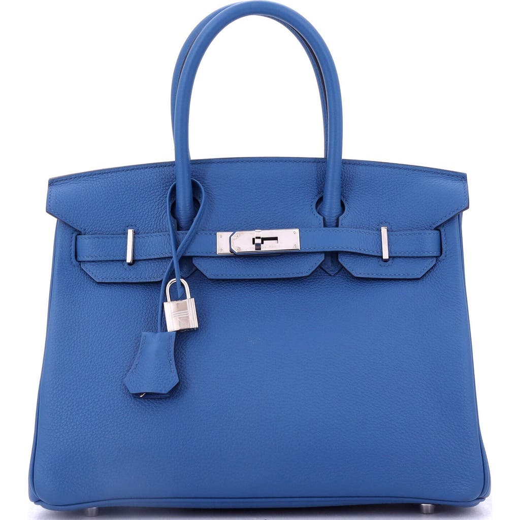 Pre-owned Hermes Hermes Birkin Handbag Blue Togo With Palladium Hardware 30 In Blue