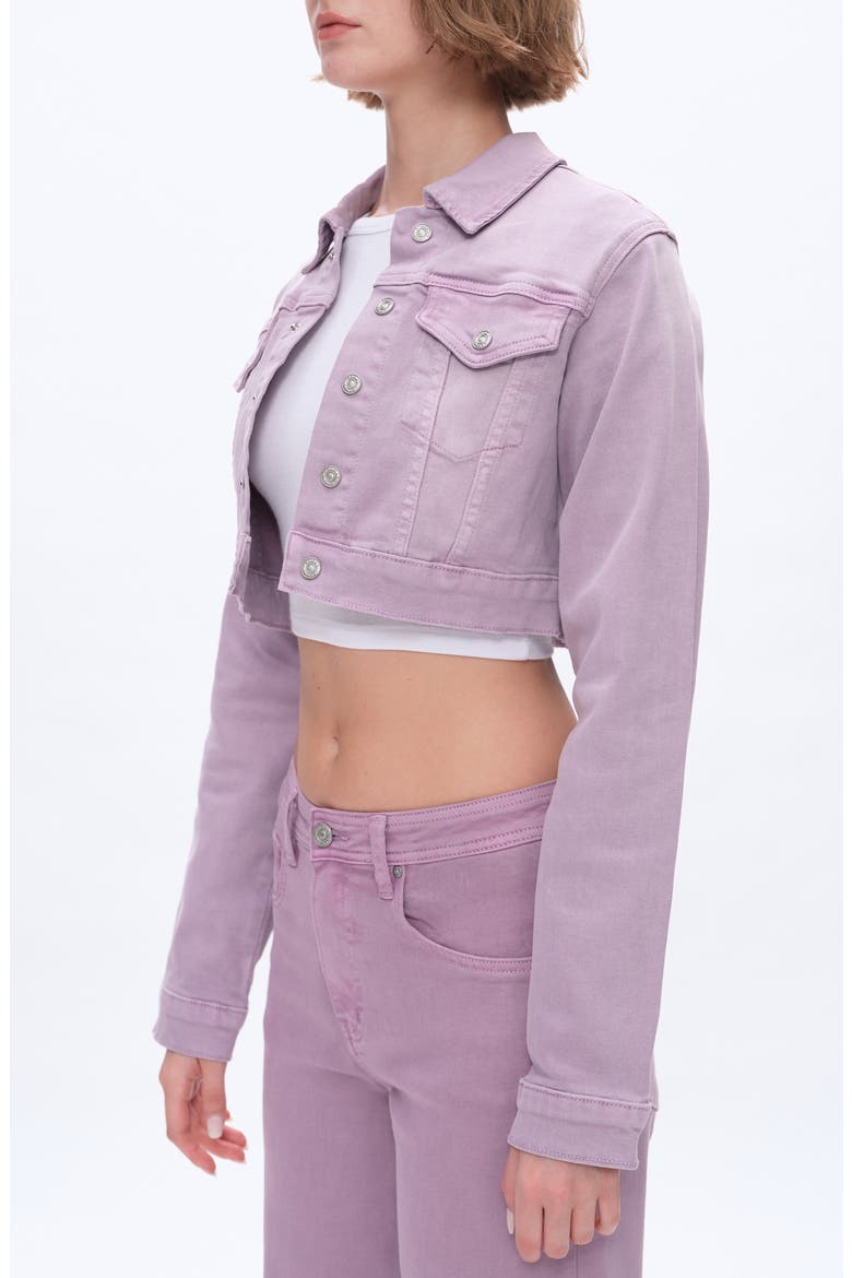 Flora Crop Denim Jacket, Alternate, color, PURPLE