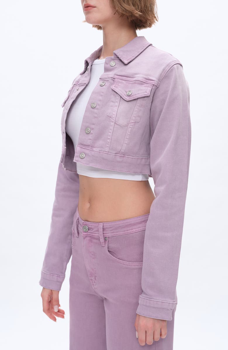 Bayeas Flora Crop Denim Jacket, Alternate, color, Purple