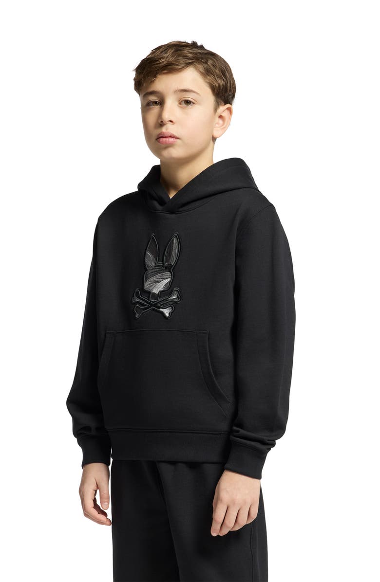 Psycho Bunny Kids' Embroidered Hoodie, Alternate, color, Black