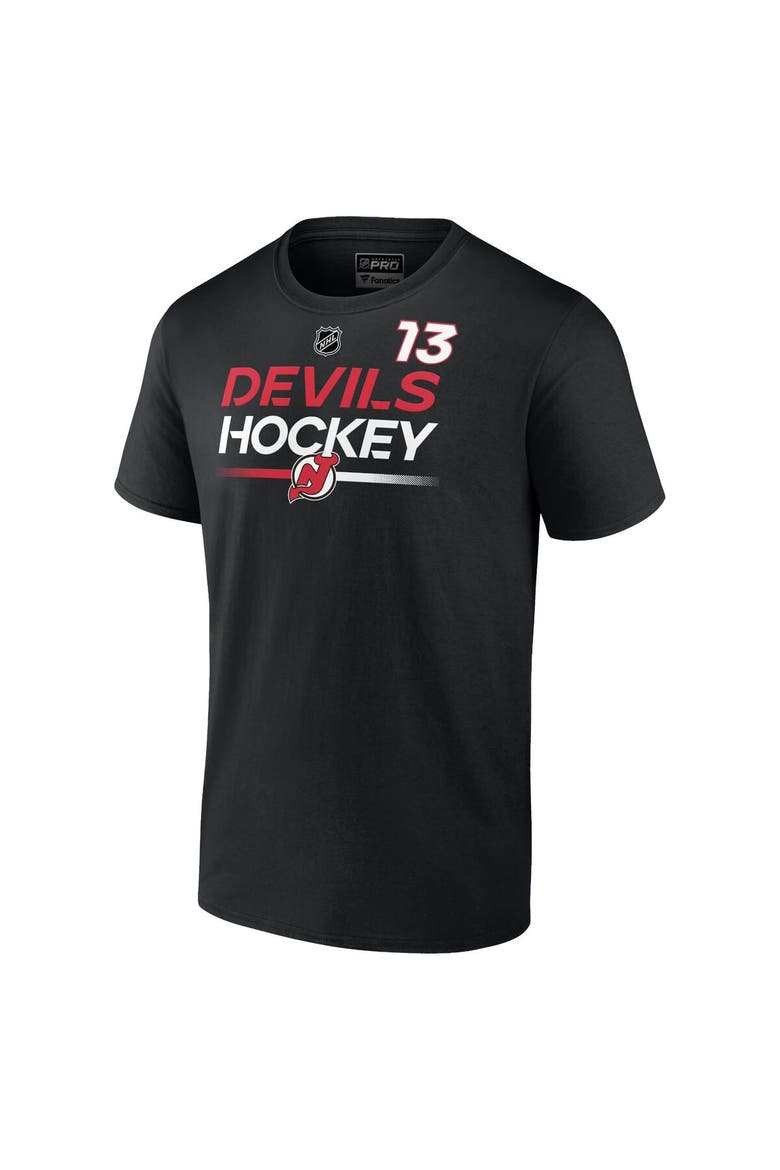 Men's Fanatics Branded Nico Hischier Black New Jersey Devils Authentic Pro Prime Name & Number T-Shirt, Alternate, color, Black