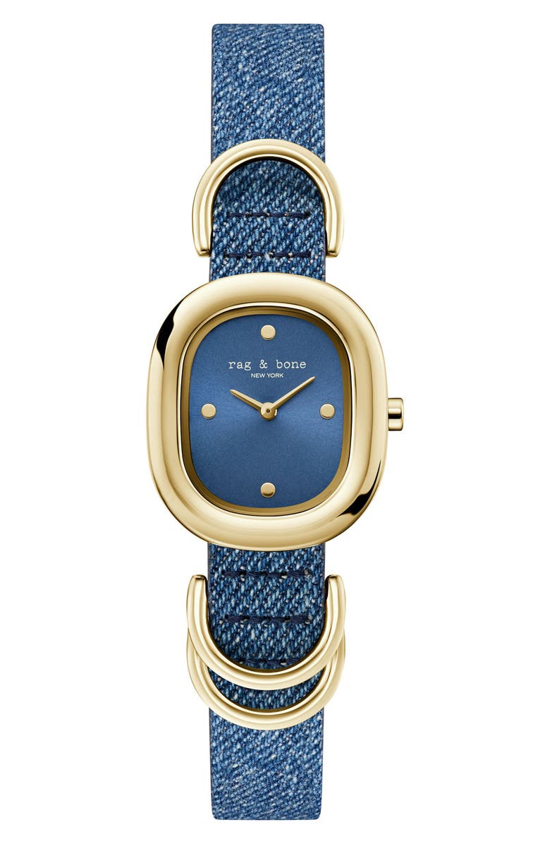 rag & bone Rory Denim Strap Watch, 25mm, Main, color, Blue