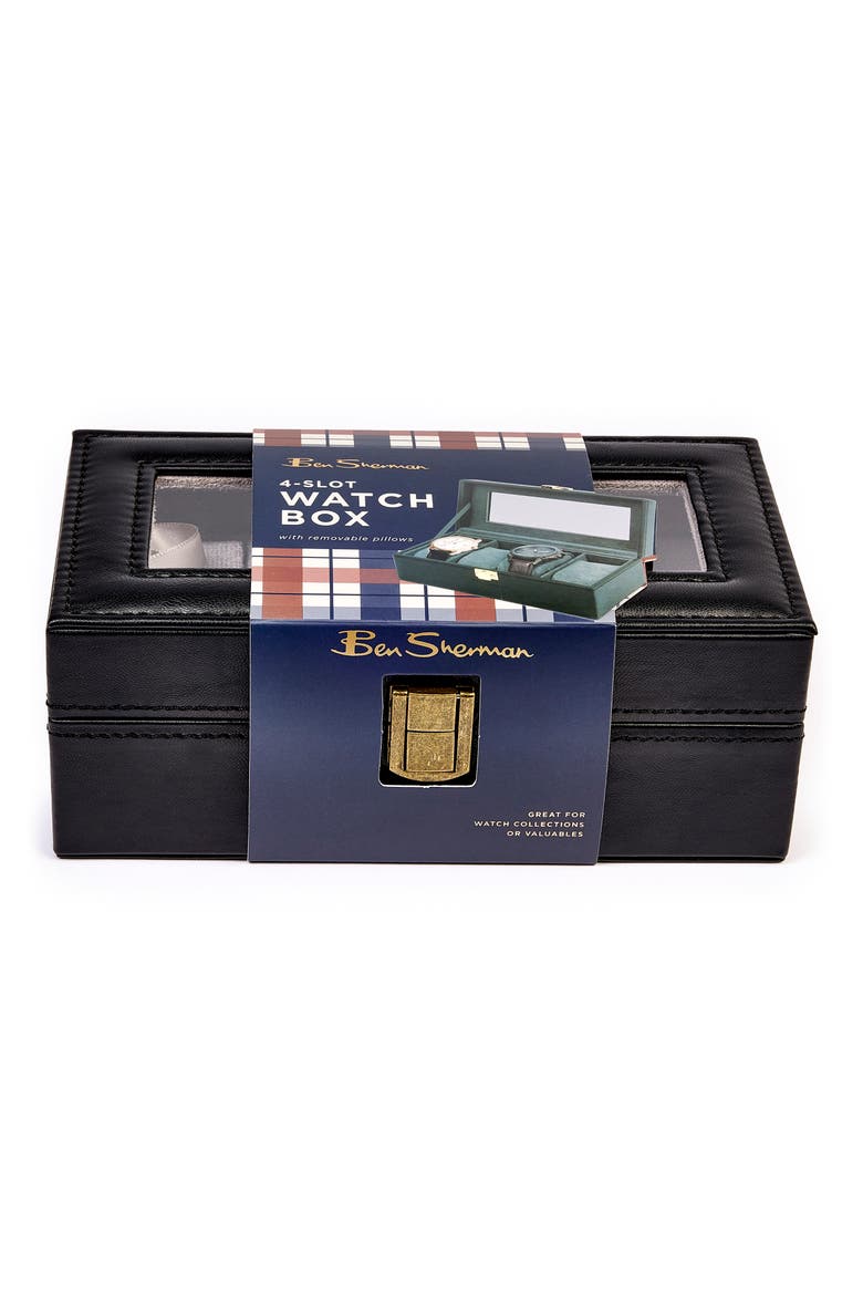 4-Slot Watch Valet, Alternate, color, BLACK