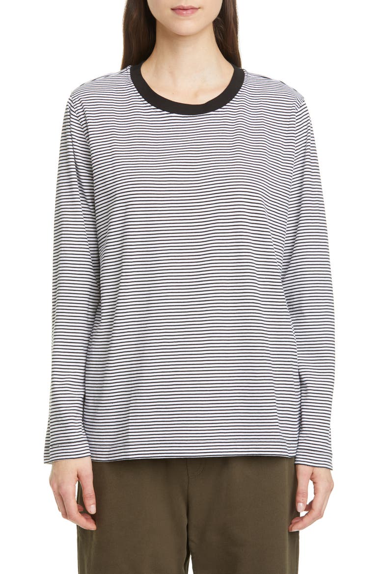 Slubby Organic Cotton Tee (Nordstrom Exclusive), Alternate, color, WHITE/ BLACK