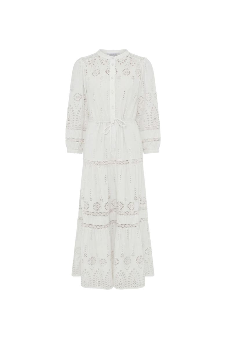 Rhonie Openwork Embroidered Maxi Dress, Alternate, color, Ecru