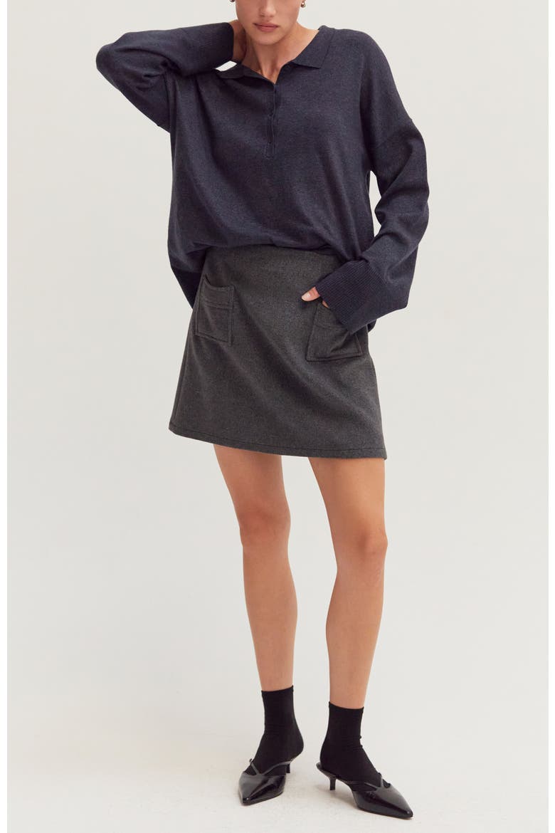 Wool Blend Mini Skirt, Alternate, color, Charcoal