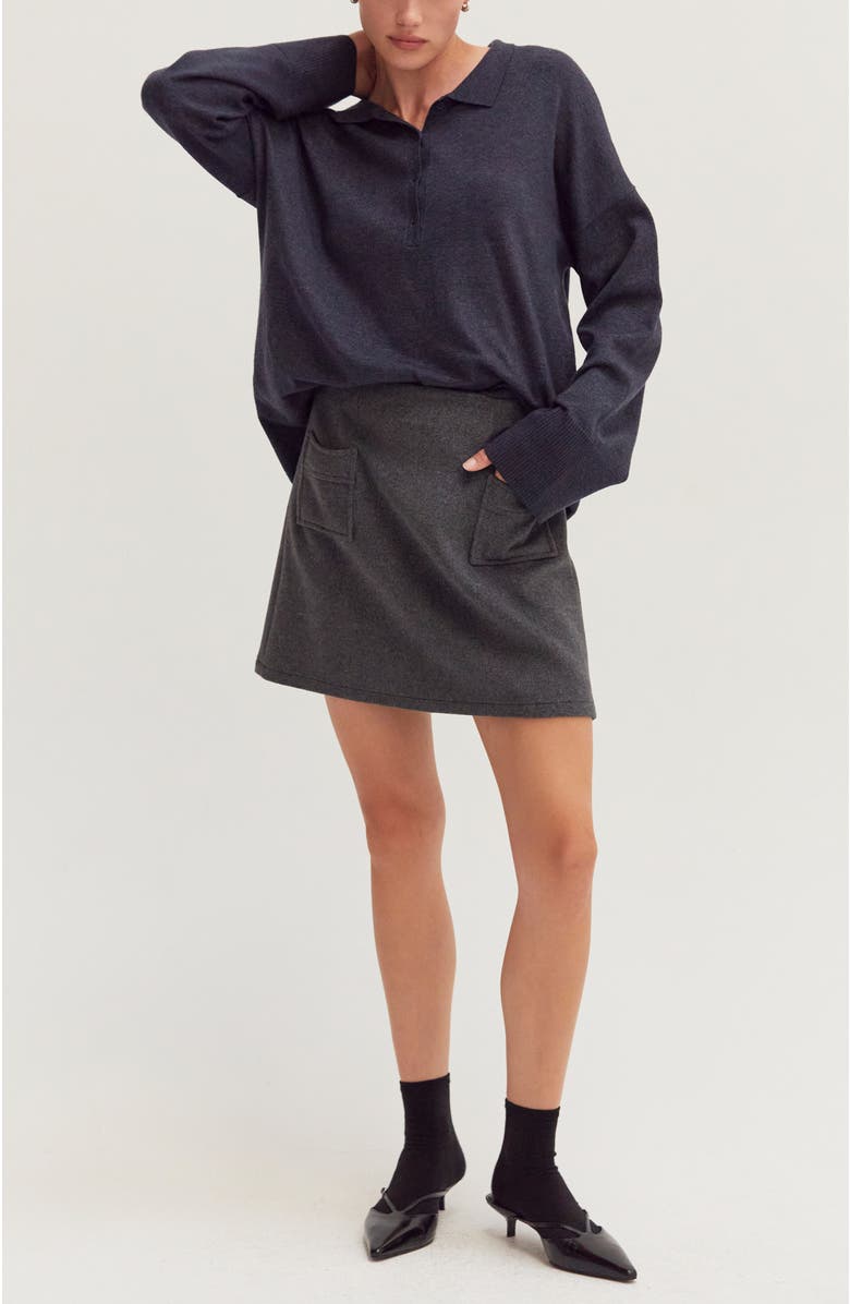 CRESCENT Wool Blend Mini Skirt, Alternate, color, Charcoal