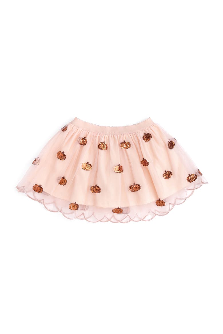 Pumpkin Sequin Scallop Tutu Skirt, Main, color, Soft Orange