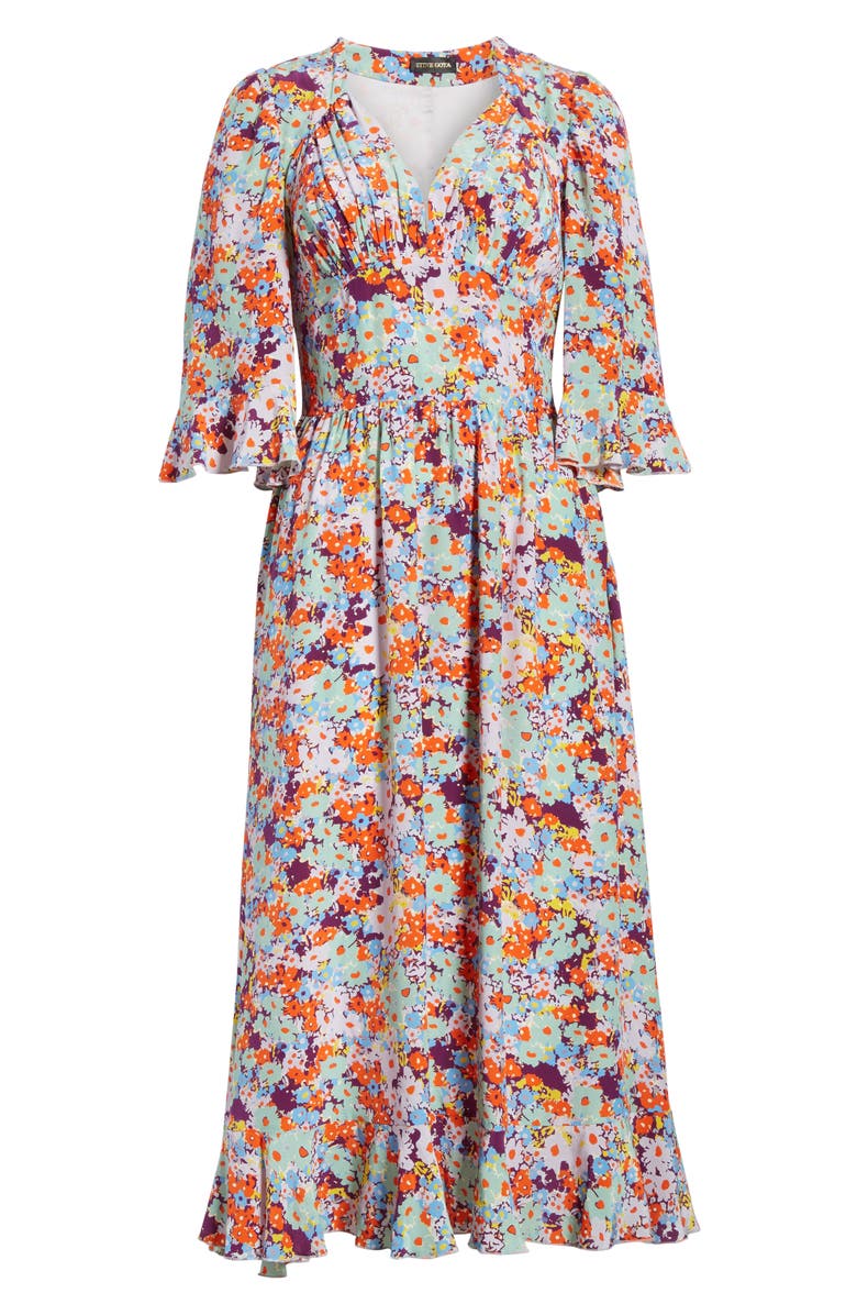 Stine Goya Evelyn Floral Print Silk Midi Dress, Alternate, color, 