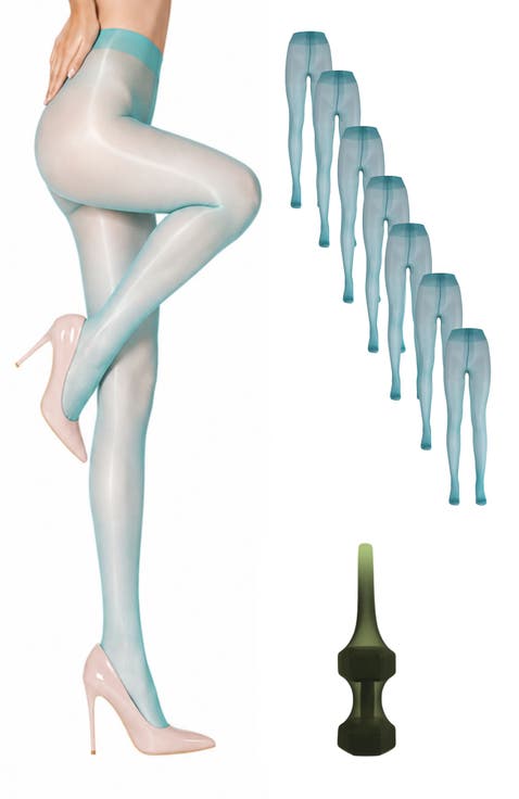 7-Pack Glossy Semi-Opaque Statement Fashion Tights For Women