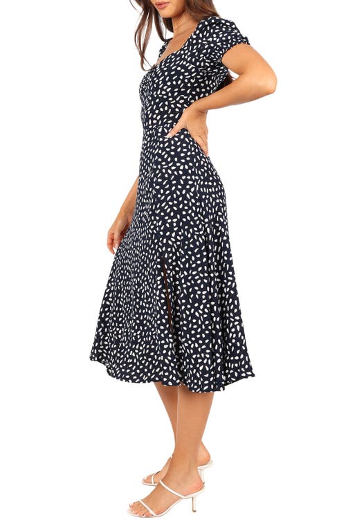 Petal And Pup Petal & Pup Franklin Dot Print Puff Sleeve Midi Dress In Blue