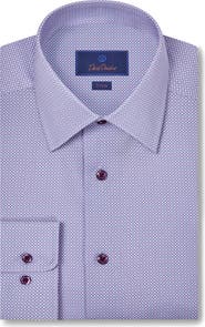 David Donahue Trim Fit Microgeometric Print Dress Shirt