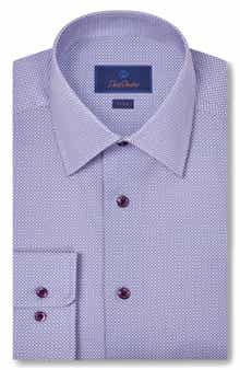 David Donahue Trim Fit Microgeometric Print Dress Shirt