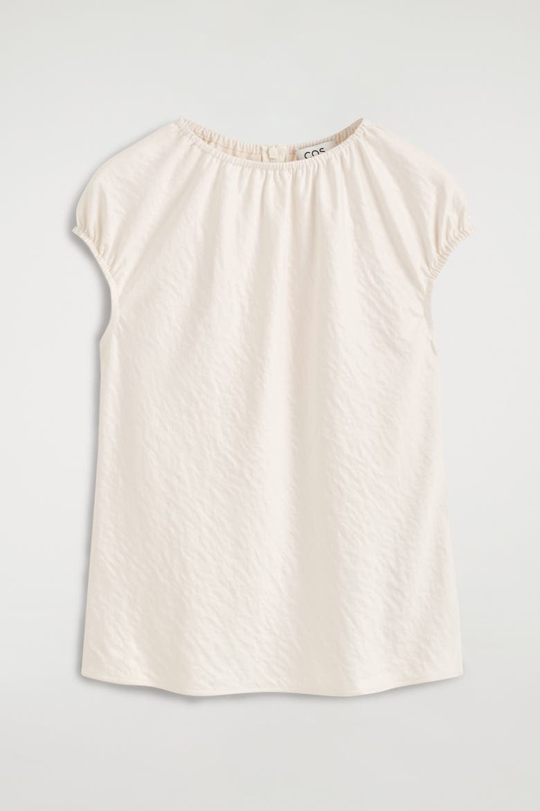 Gathered Crinkled-Satin Top, Main, color, IVORY