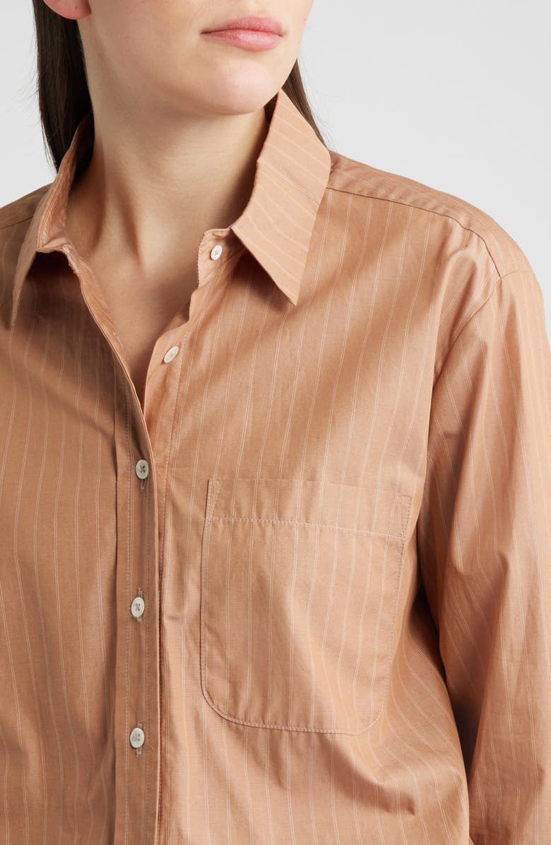 CISSA Cinch Waist Button-Up Shirt, Alternate, color, Dune Stripe