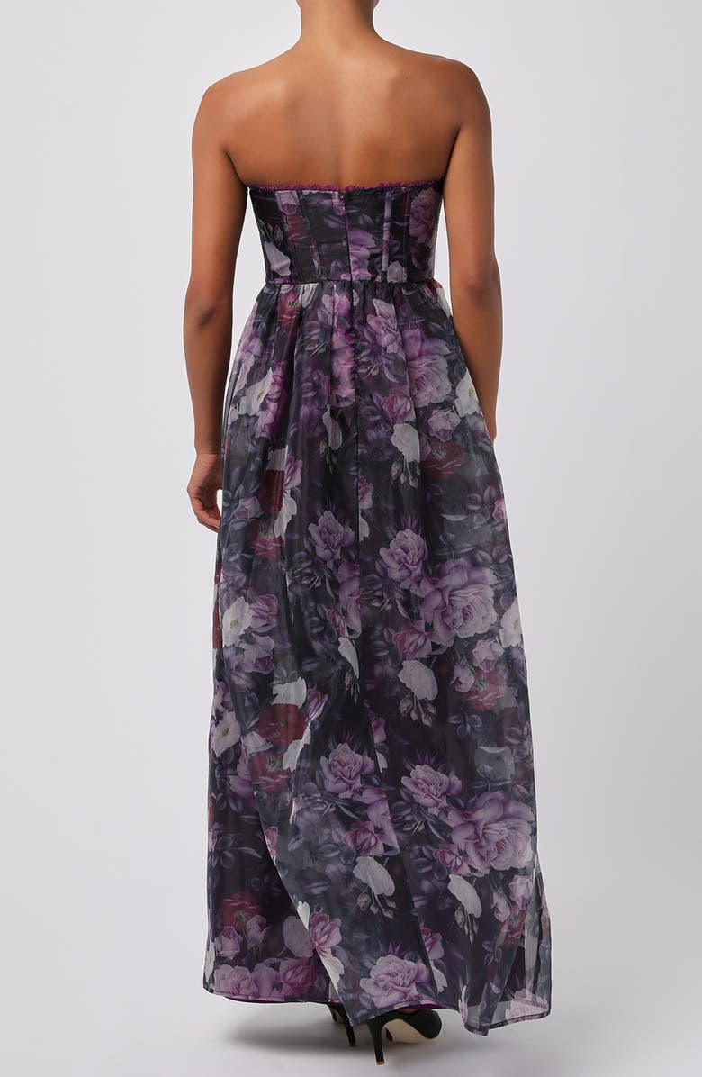 Lulus Remi Corset Maxi Dress, Alternate, color, Plum Floral