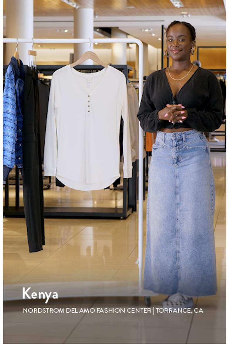 Waffle Knit Cotton Blend Henley Top video