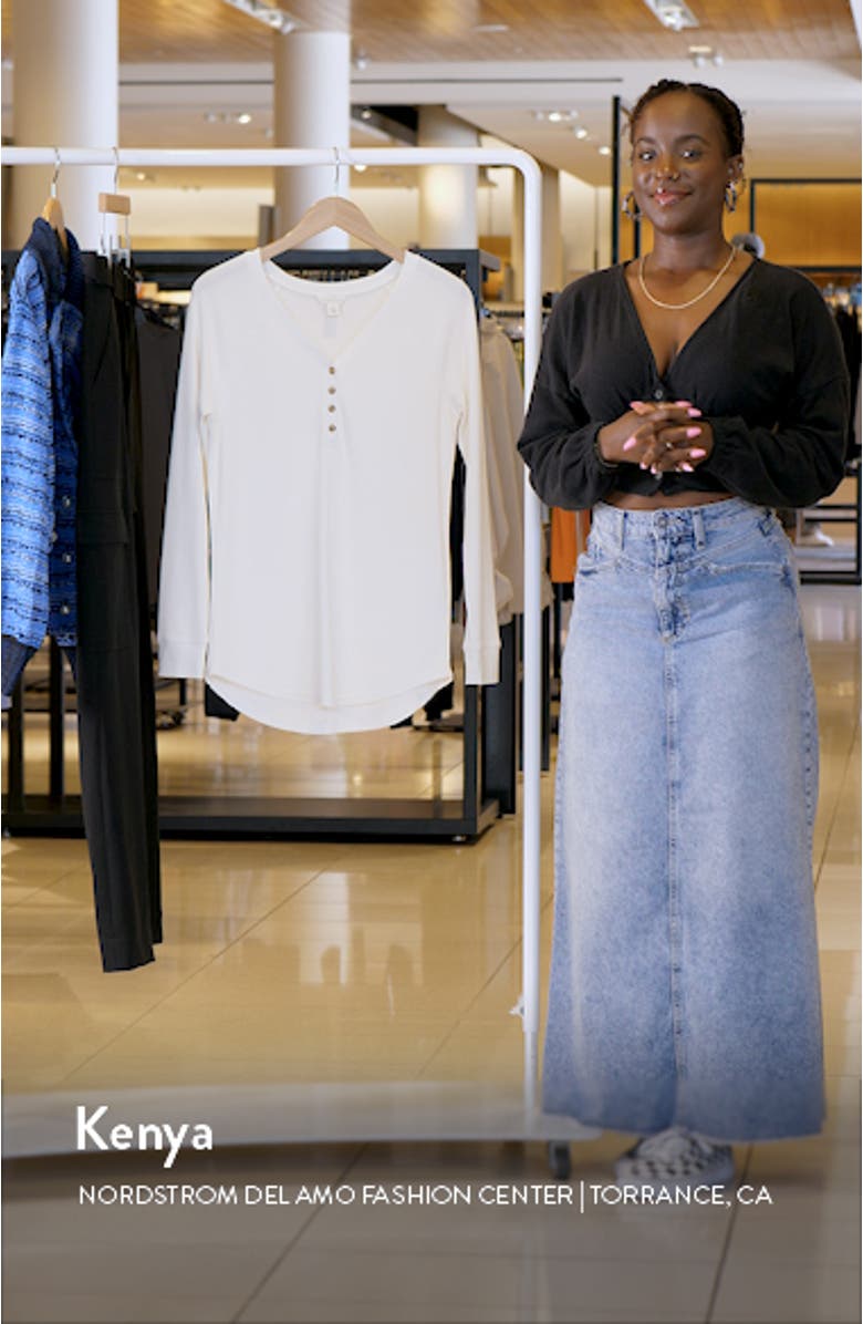 Waffle Knit Cotton Blend Henley Top, sales video thumbnail