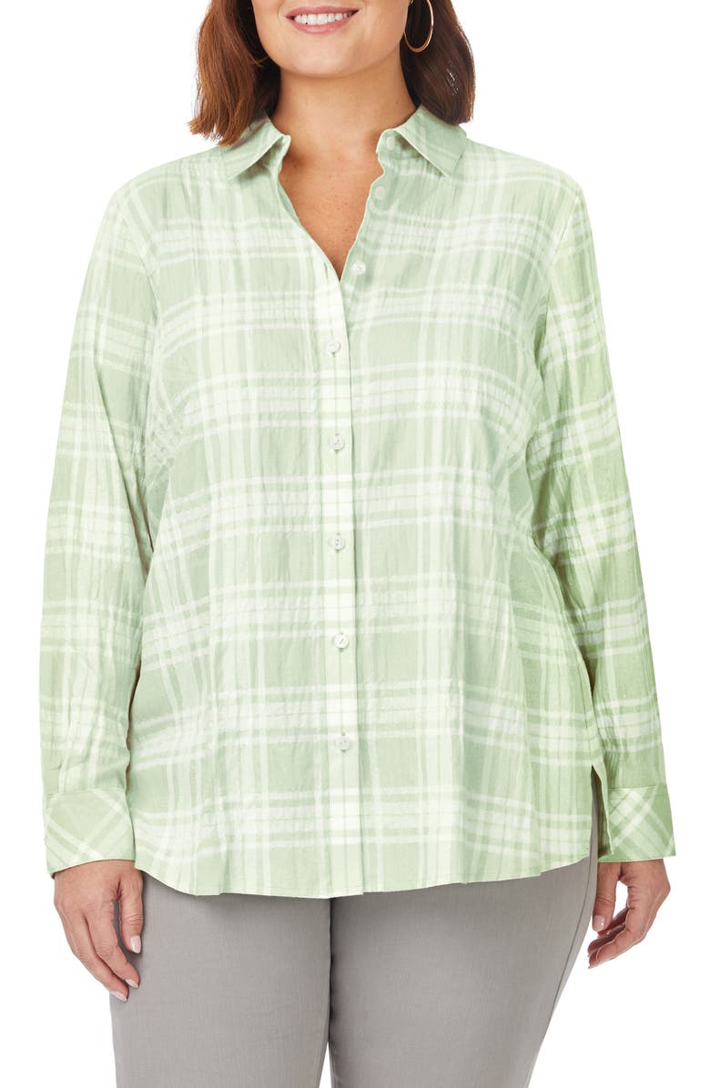 Foxcroft Rhea Plaid Tunic Blouse, Main, color,