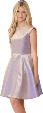 Un Deux Trois Cap Sleeve Boat Neck Dress In Longer Length