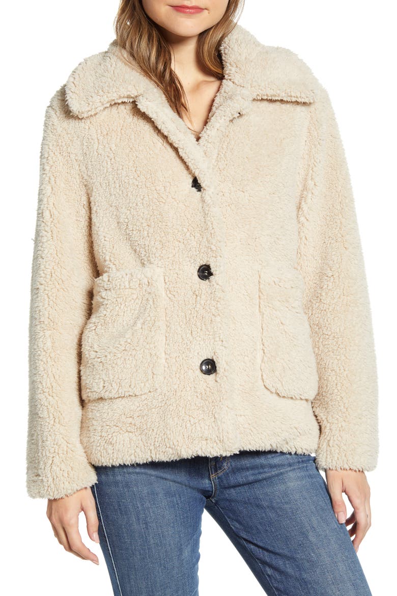 Faux Fur Teddy Coat, Alternate, color, MOONSTONE