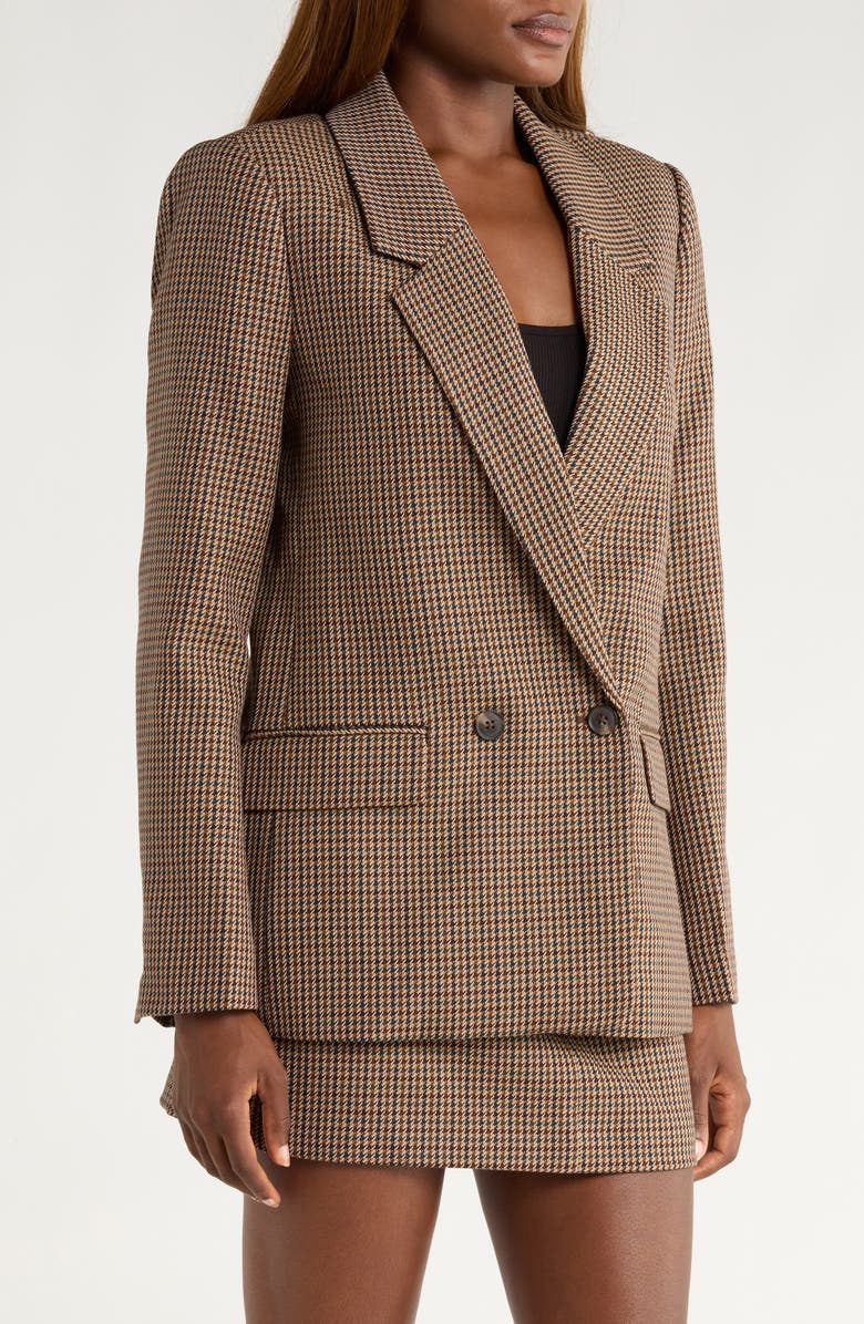 PAIGE Quentin Houndstooth Check Wool Blend Blazer, Alternate, color, Brown Multi