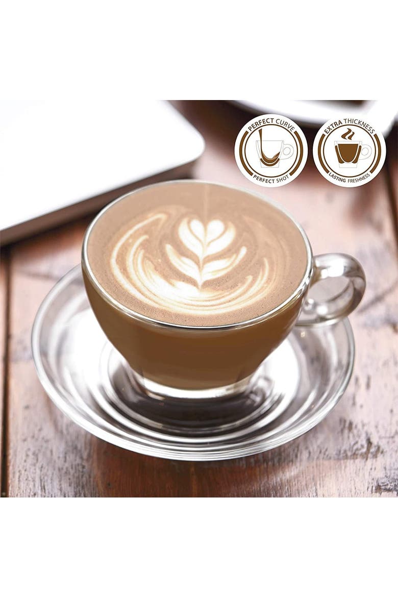 Glass Latte Cup and Saucer - 8.75oz - Set of 6, Alternate, color, Clear