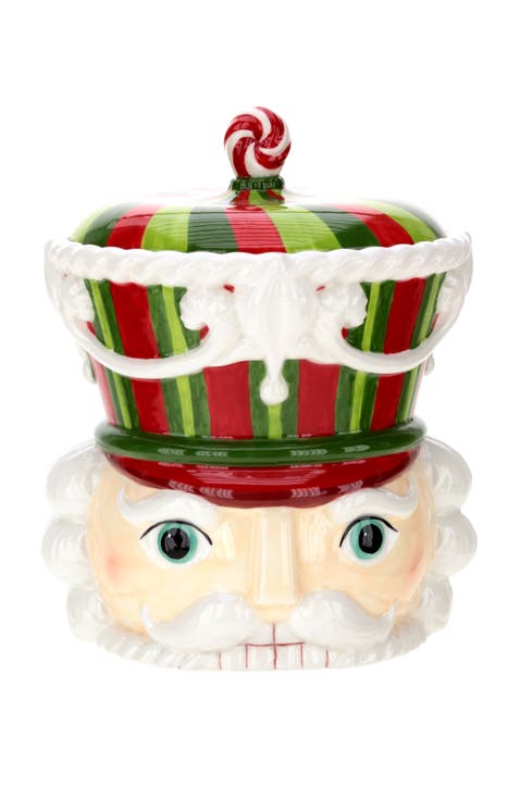 Nutcracker Head Jar, Red Green