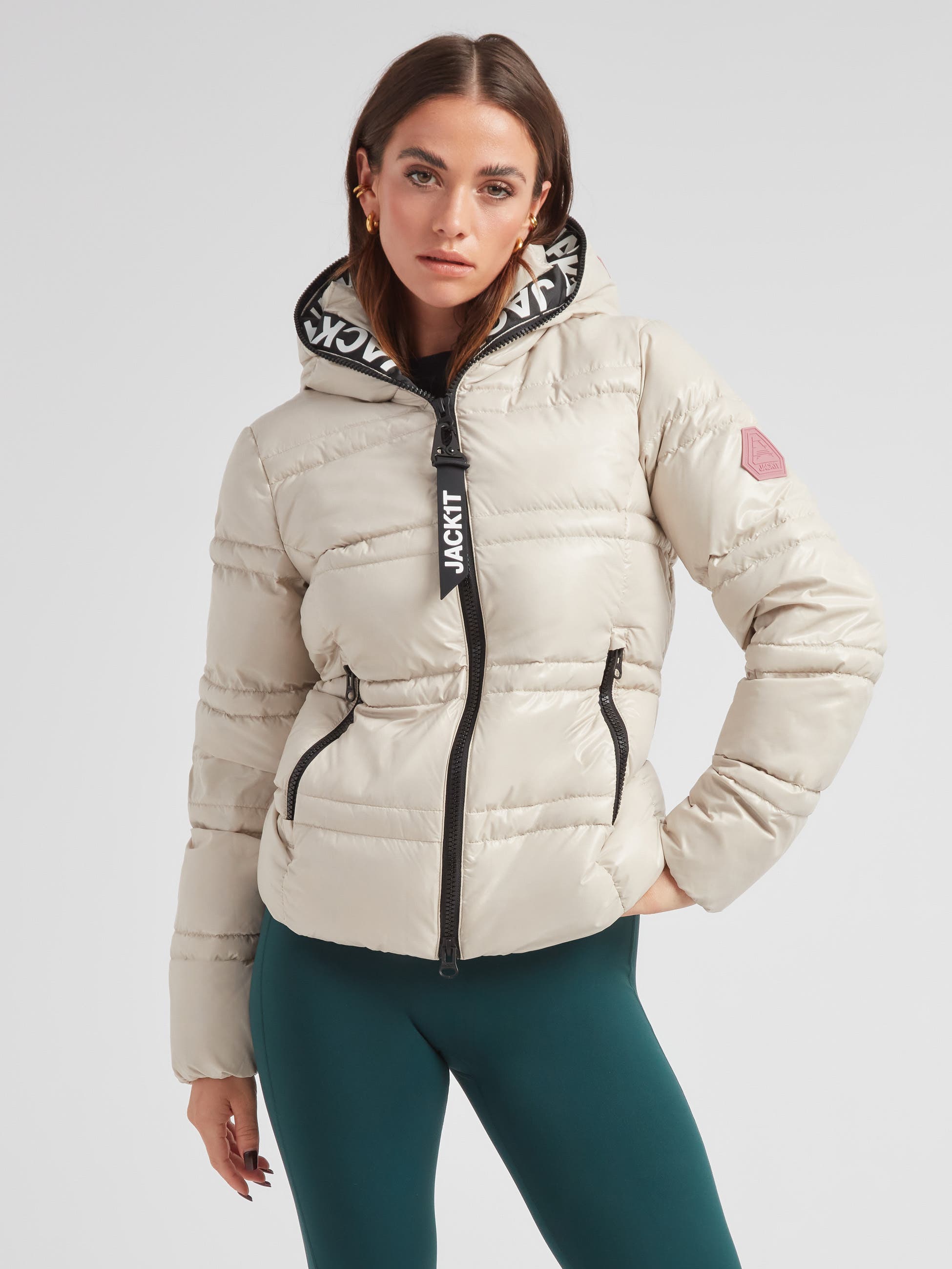 Jack1t R4d Tramline Racer Hooded Puffer Jacket In White