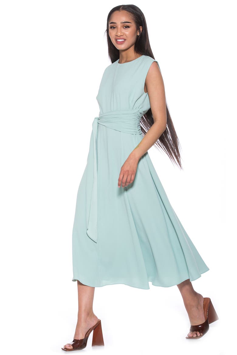 Paris Sleeveless Asymmetric Tie Midi Dress, Alternate, color, MINT