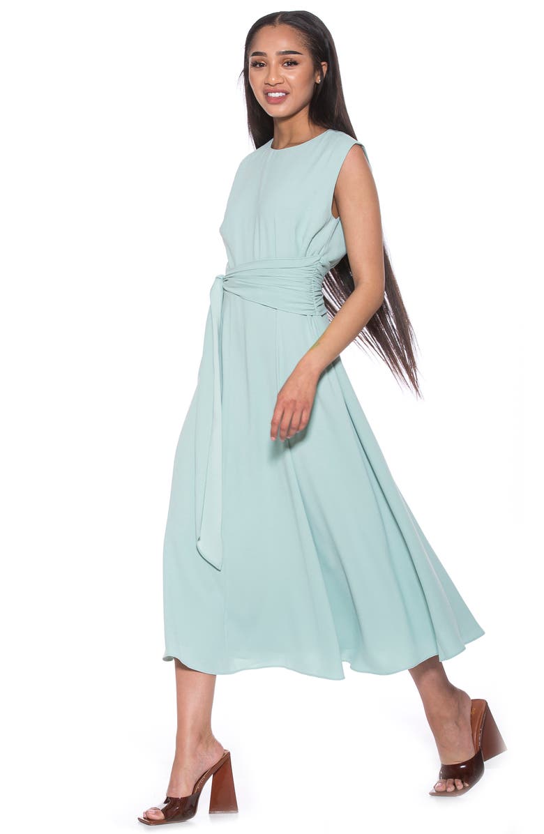 Alexia Admor Paris Sleeveless Asymmetric Tie Midi Dress, Alternate, color, Mint