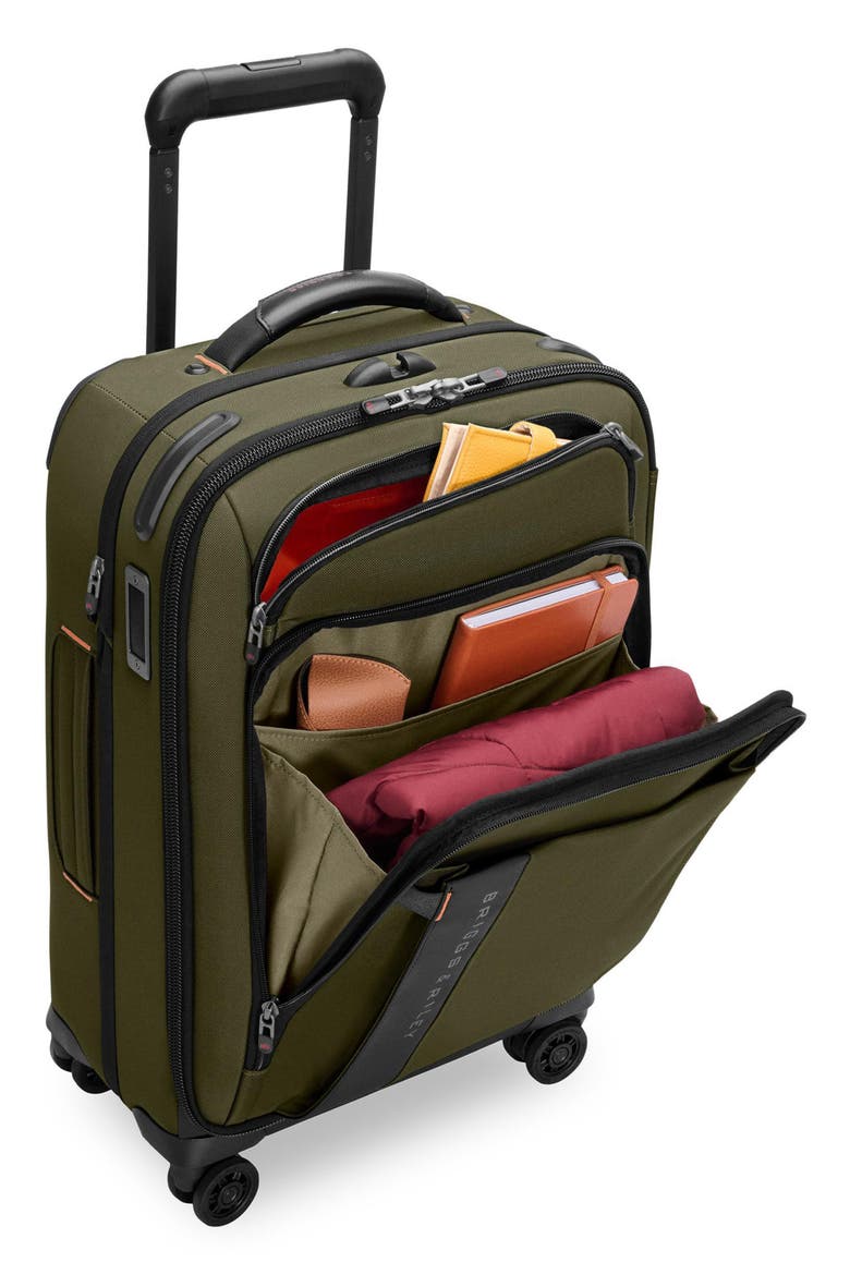 ZDX Essential 22-Inch Expandable Carry-On Spinner Suitcase, Alternate, color, HUNTER
