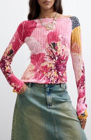 Desigual Print Boat Neck Sweater