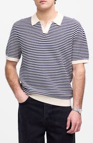 Madewell Pointelle Stitch Single Button Sweater Polo