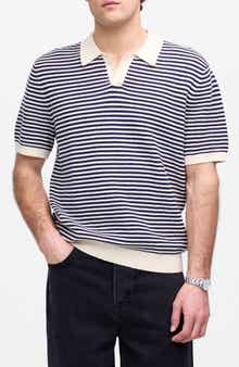 Madewell Pointelle Stitch Single Button Sweater Polo