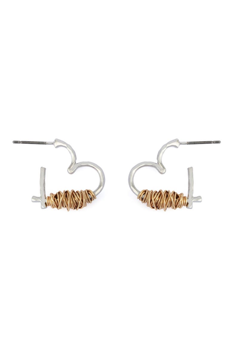 Wire Heart Earrings, Alternate, color, TWO TONE