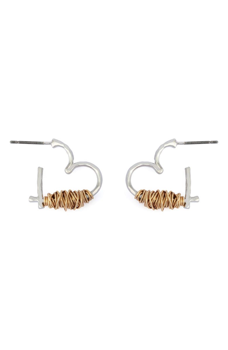 Robert Lee Morris Wire Heart Earrings, Alternate, color, Two Tone