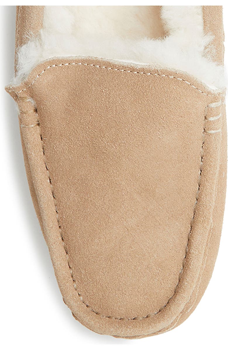 DEARFOAMS Fireside Mel Genuine Shearling Moccasin Slipper, Alternate, color, Grey