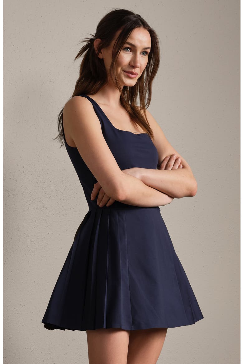 Rally Pleated UPF 50+ Minidress, Alternate, color, NAVY BLUE