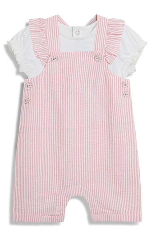 Jojo Maman Bébé Jojo Maman Bebe Cotton Shirt & Overalls Set In Pink