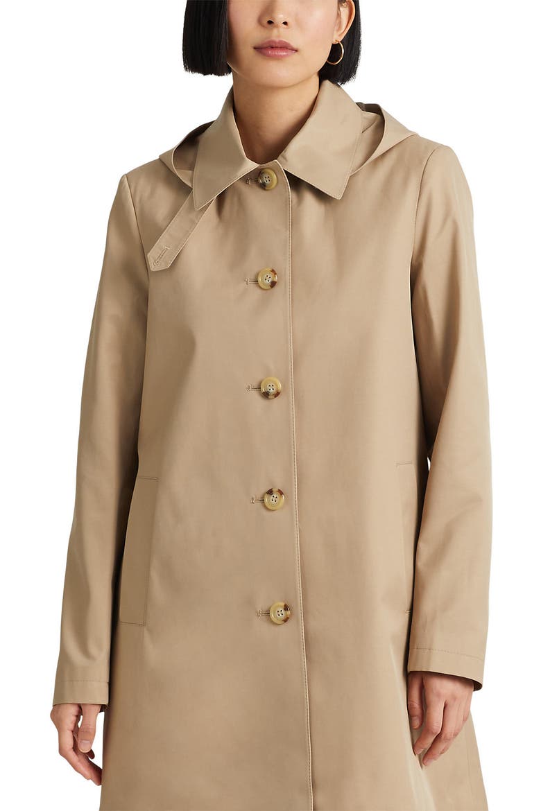 Balmacaan Hooded Raincoat, Alternate, color, BIRCH TAN