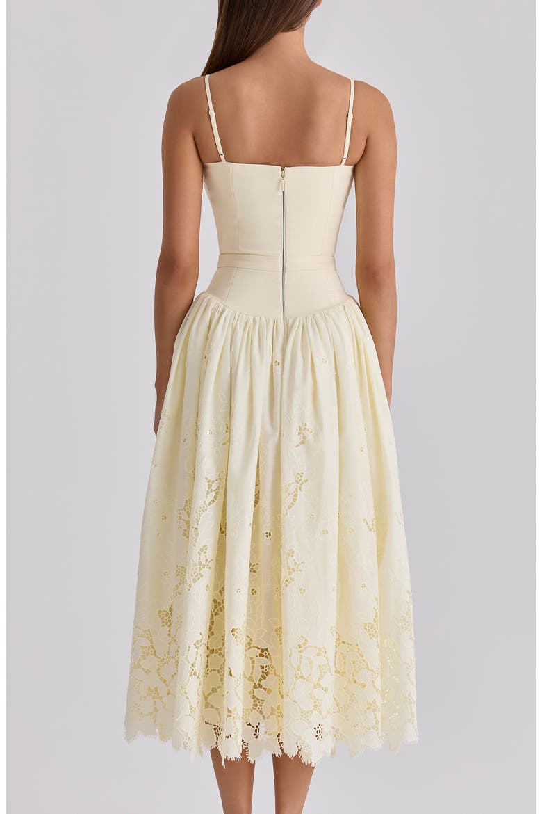 Ysabella Lace Skirt Stretch Cotton Cocktail Dress, Alternate, color, LEMON
